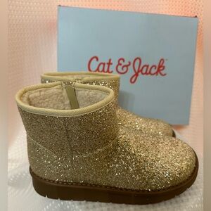 Cat & Jack Big Girls Size 4 Glittery Gold Boots NEW